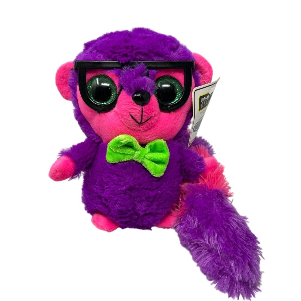 Ideal Toys Lemur Push Glasses Pink Purple Ring Tail Green Bow Tie 23 Inch